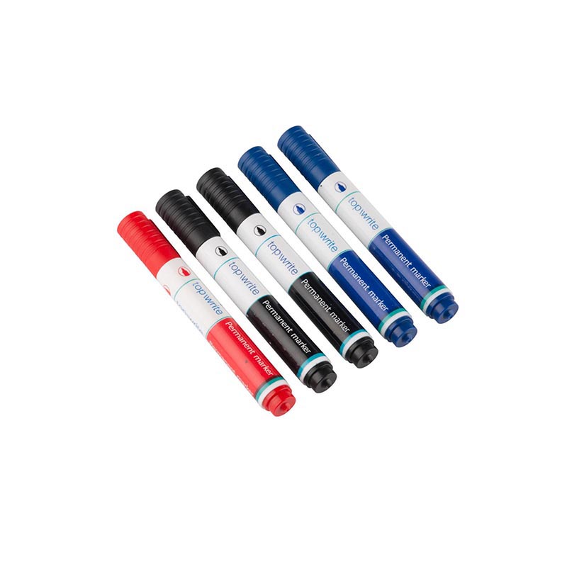 Topwrite permanent marker set, 5 pieces, Black / Blue / Red