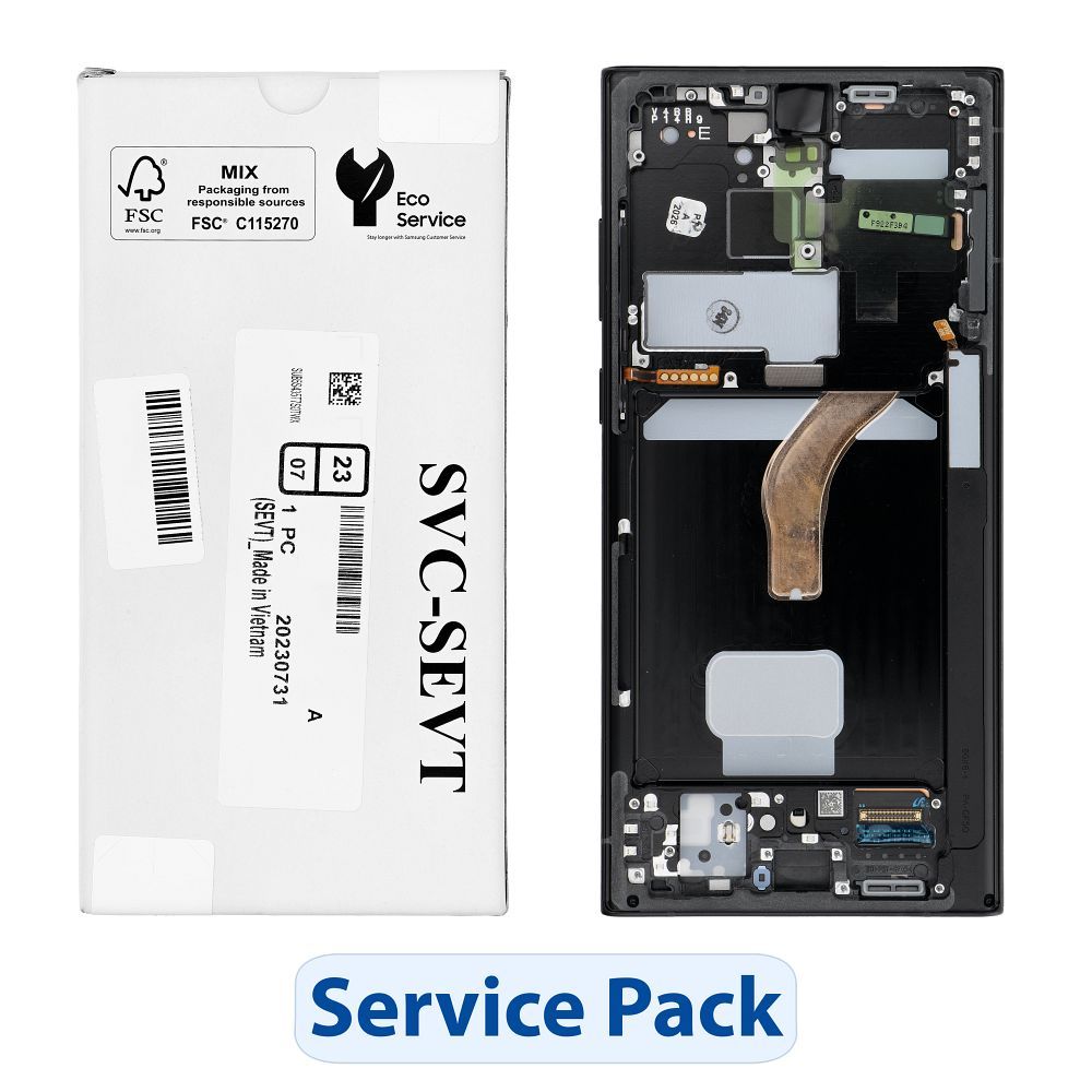 Samsung Service Pack ekranas, skirtas „Galaxy S22 Ultra S908“, grafito spalvos (GH82-27488E)