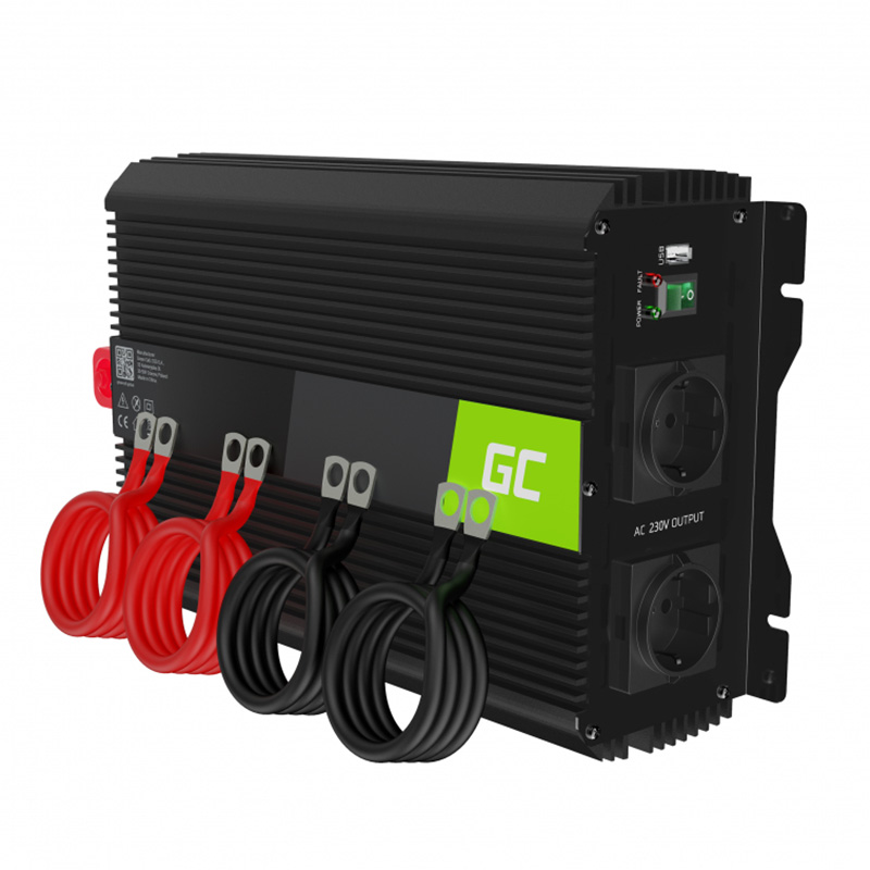 Green Cell PRO power inverter, 12 V DC to 230 V AC, 2000 W continuous / 4000 W surge, modified sine wave