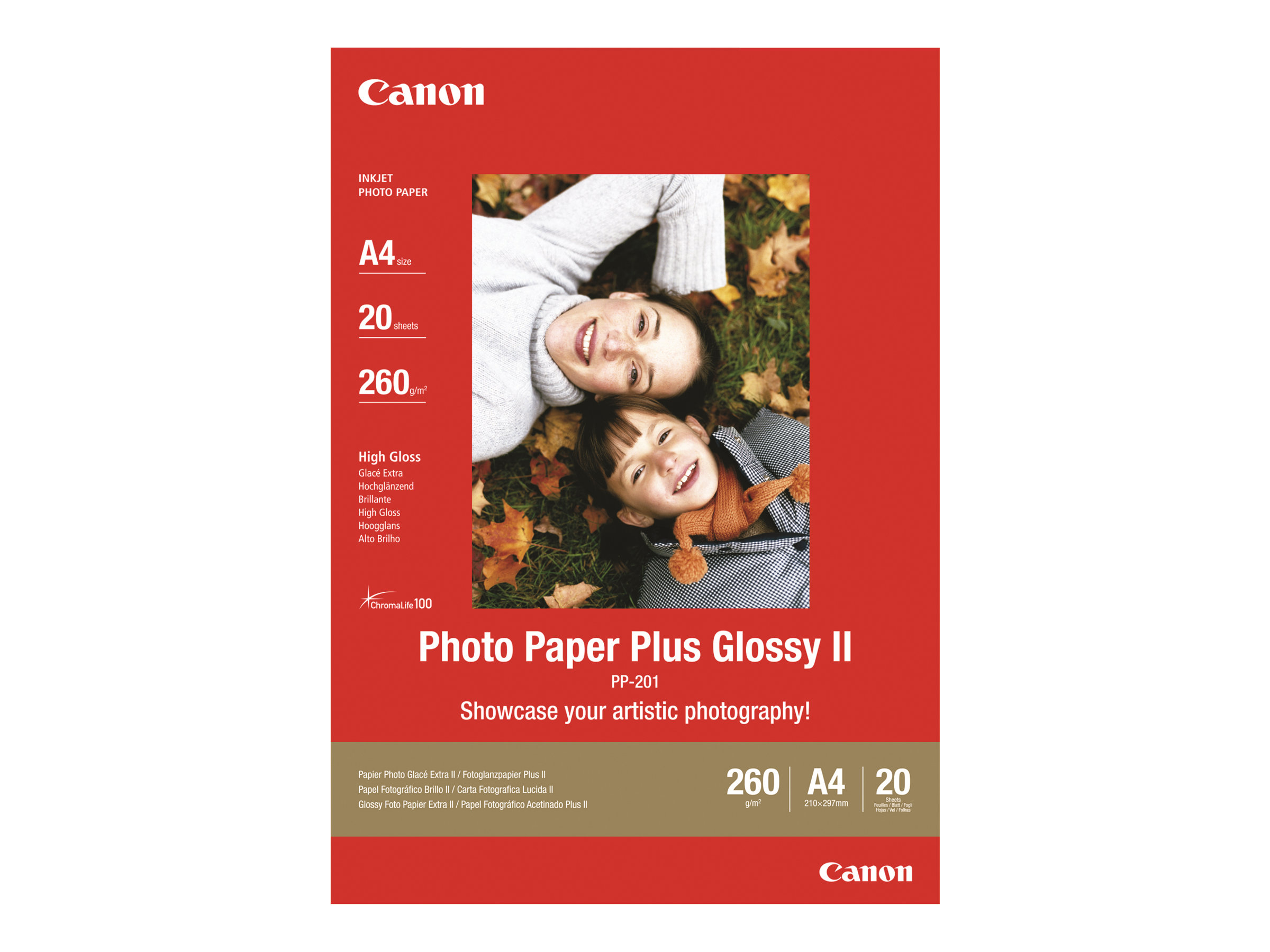 Canon PP-201 glossy photo paper, 5x7 in, 20 sheets