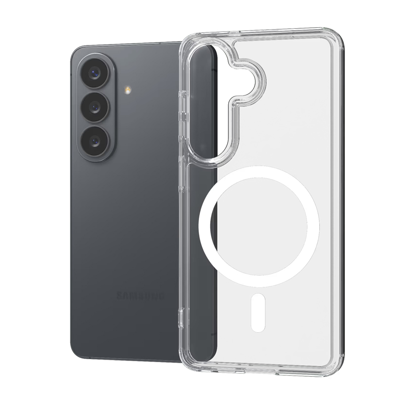 Crong Hybrid Clear Magnetic MagSafe dėklas, skirtas Samsung Galaxy S26, skaidrus