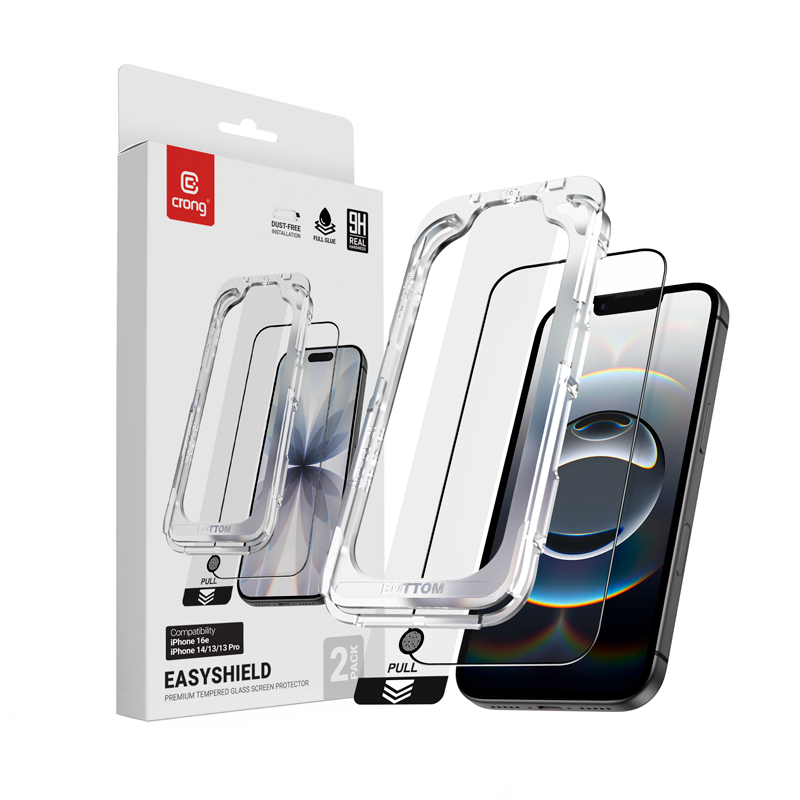 Защитные стёкла Crong EasyShield 2-Pack для экрана iPhone 17e / 16e / 14 / 13 / 13 Pro, 2 шт.
