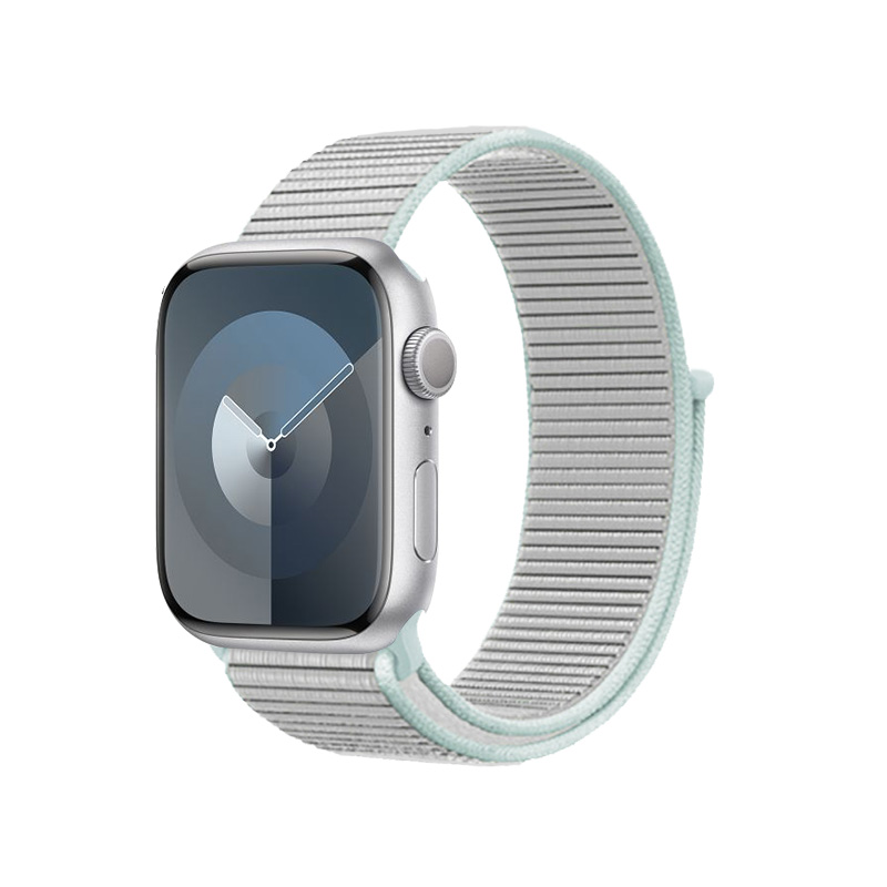 Crong Nylon Sport dirželis, skirtas Apple Watch 38 / 40 / 41 mm ir 42 mm (Series 10 / 11), pastelinės pilkos spalvos