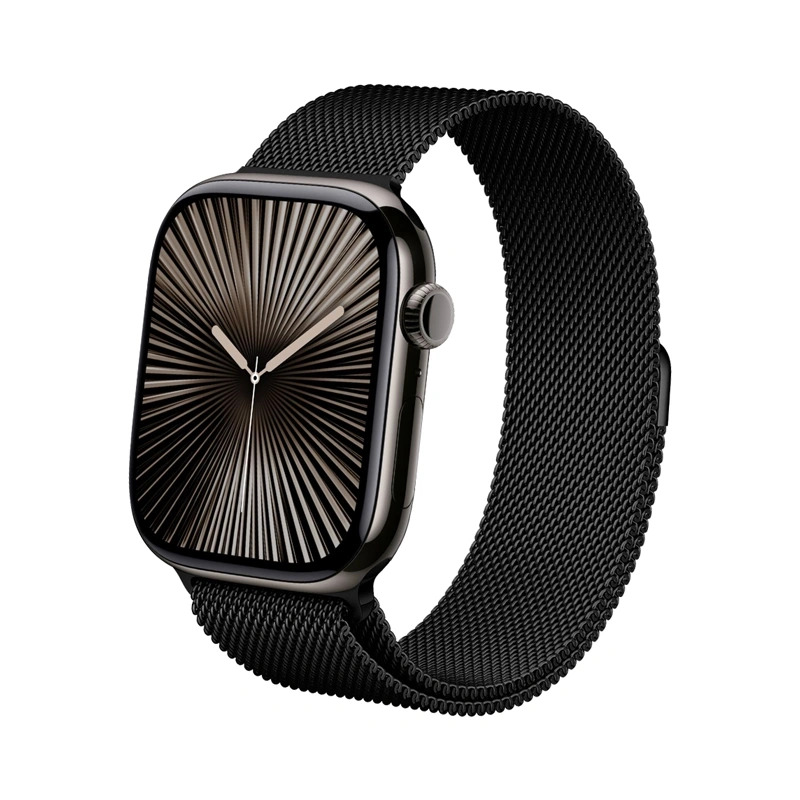 Ремешок Crong Milano Steel из нержавеющей стали для Apple Watch 44 / 45 / 46 / 49 mm, чёрный