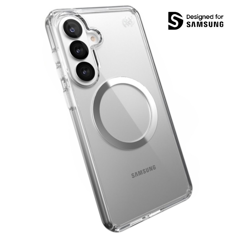 Speck Presidio Perfect-Clear Magnet dėklas, skirtas Samsung Galaxy S26+, „Clear / Silver“ spalvos