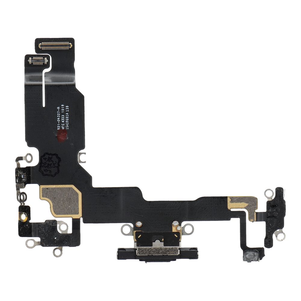 Originalus iš donorinio įrenginio išimtas „iPhone 15“ USB įkrovimo lizdo šleifas – juodas