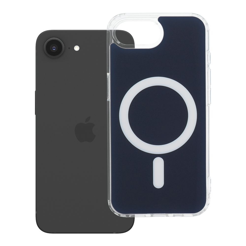 „Clear Fusion Mag Cover“ dėklas, skirtas „iPhone 16e (SE 4, 2025) / 17e“, suderinamas su „MagSafe“ – tamsiai mėlynas