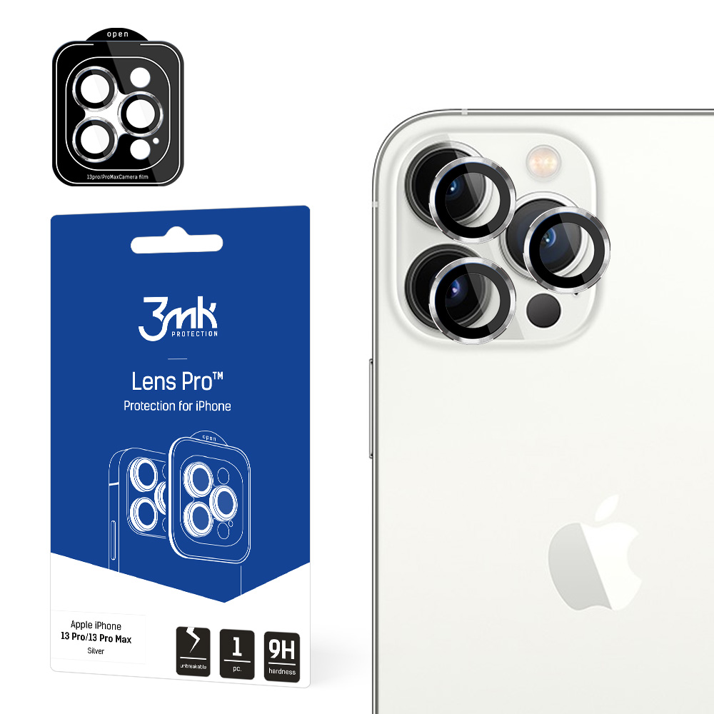 Стекло для камеры iPhone 13 Pro Max / 13 Pro 9H для серии 3mk Lens Protection Pro - серебряный