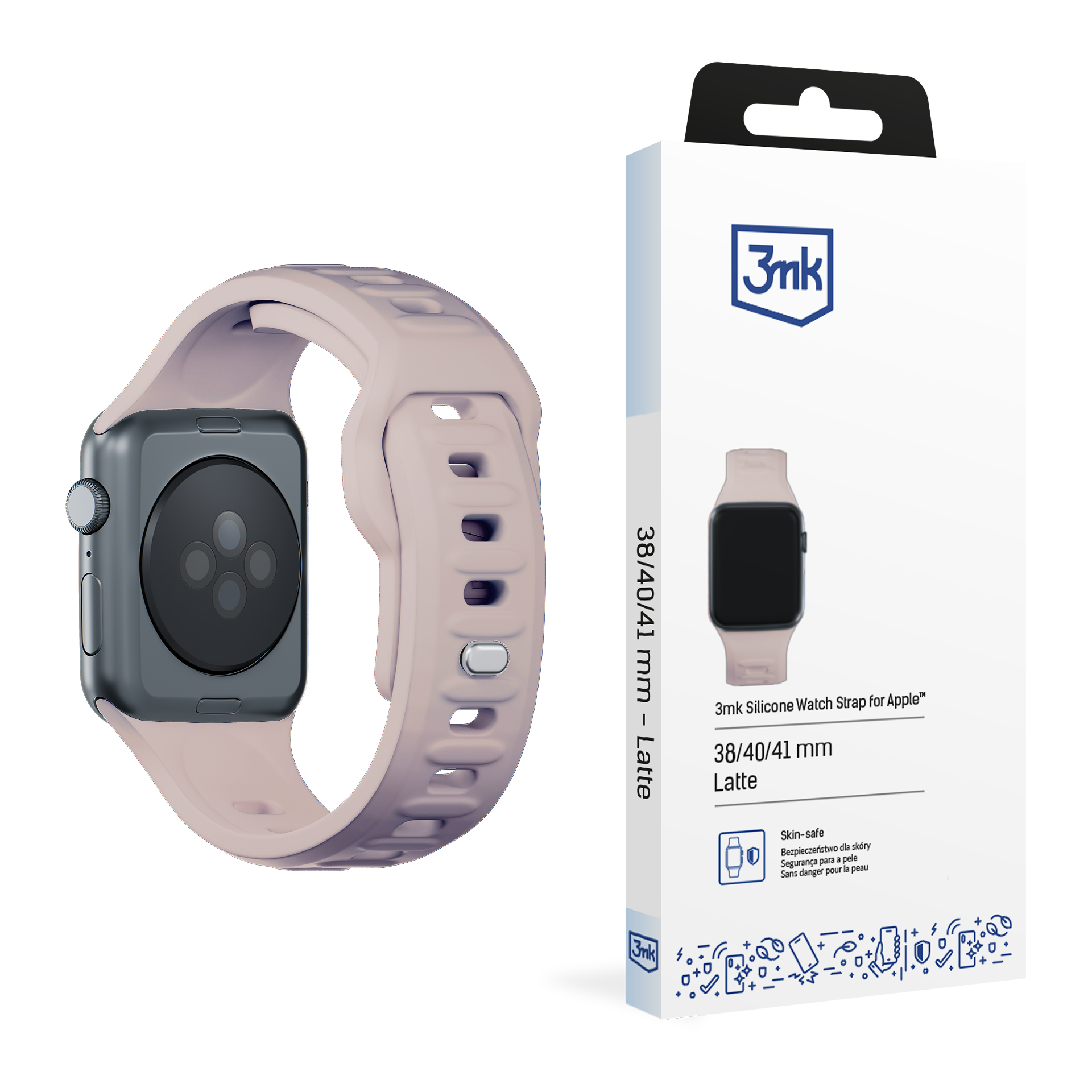 Силиконовый ремешок 3mk для Apple Watch, 38/40/41/42 mm, Latte, малый размер