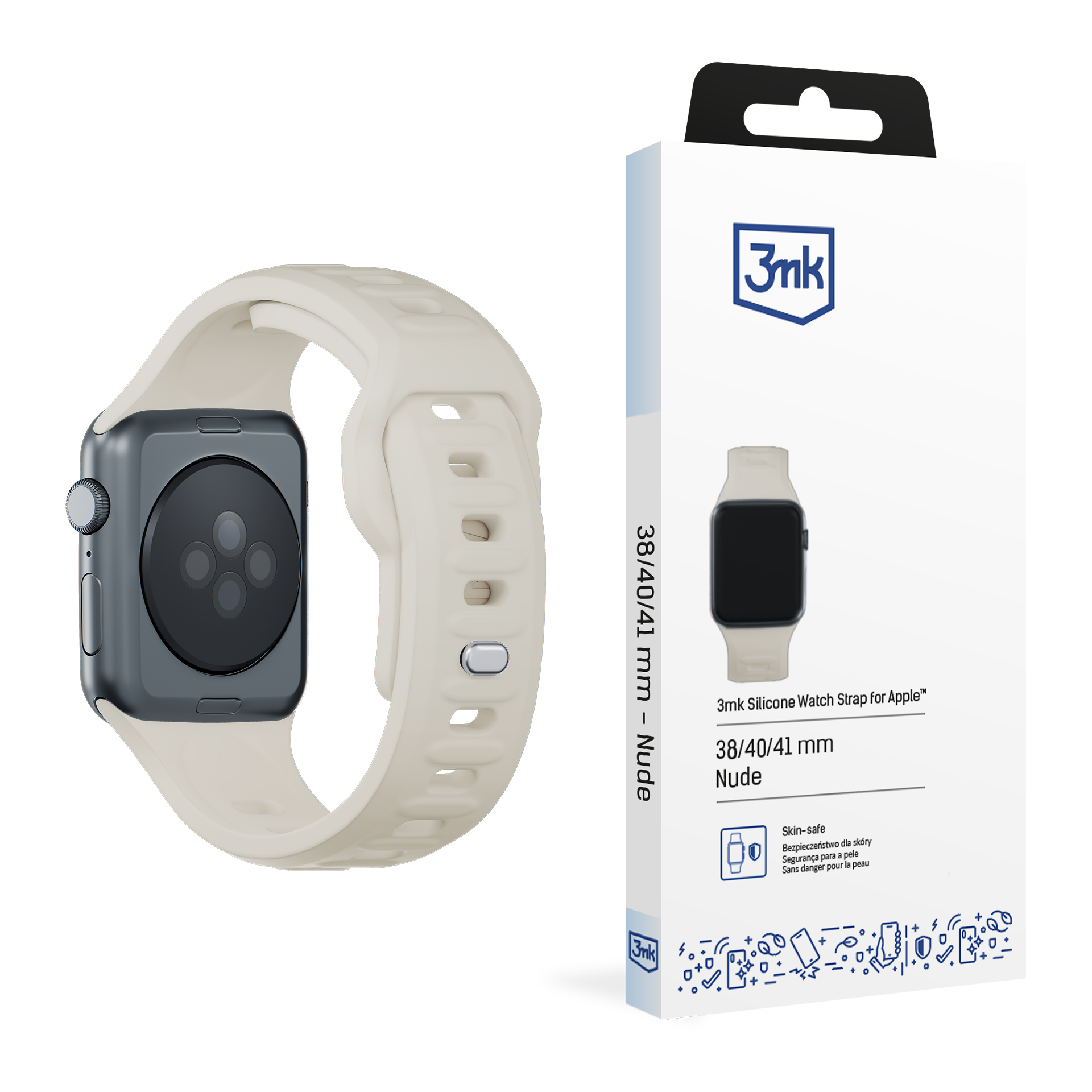Силиконовый ремешок 3mk для Apple Watch, 38/40/41/42 mm, Nude, малый размер