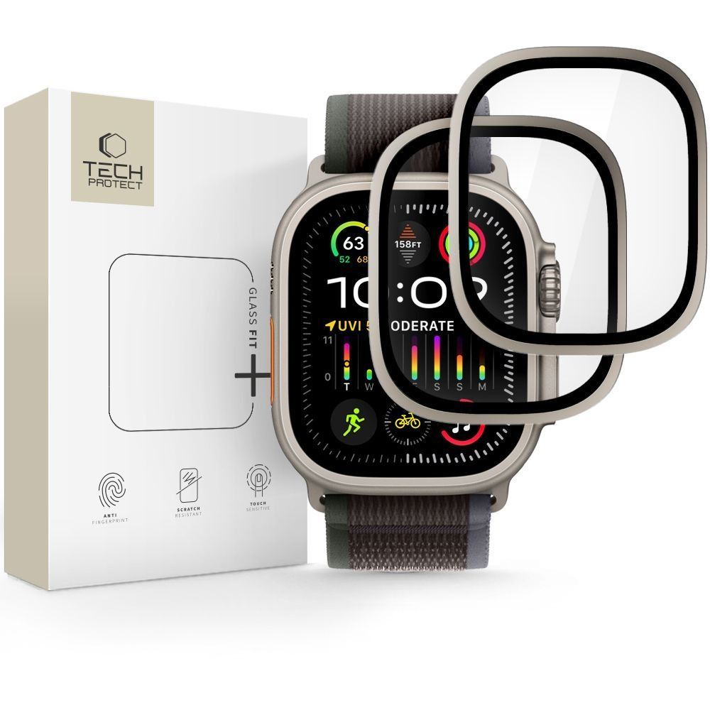 Tech-Protect Закалённое стекло 2 шт. для Apple Watch Ultra 49mm - серебристый и чёрный