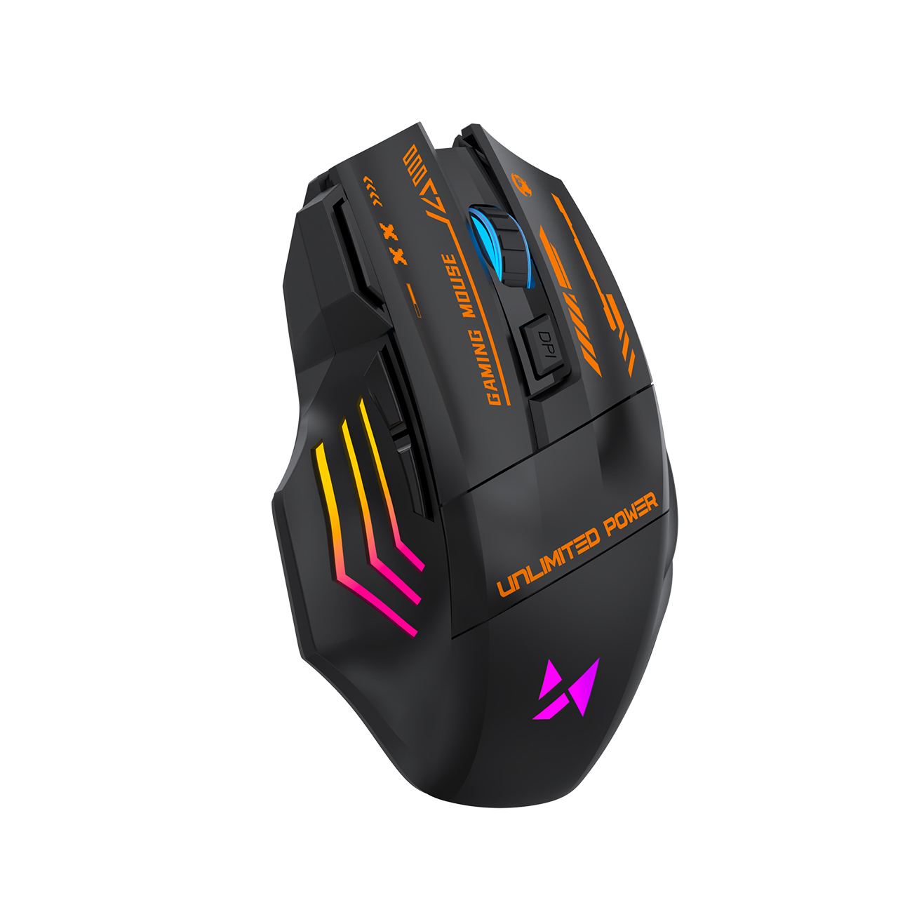 Беспроводная оптическая игровая мышь Wozinsky WMGB-1179 со встроенным аккумулятором и подсветкой, 3200 DPI, черная