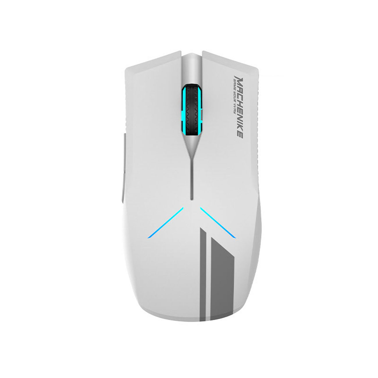Machenike M721 belaidė žaidimų pelė, 10000 DPI, su RGB apšvietimu, balta