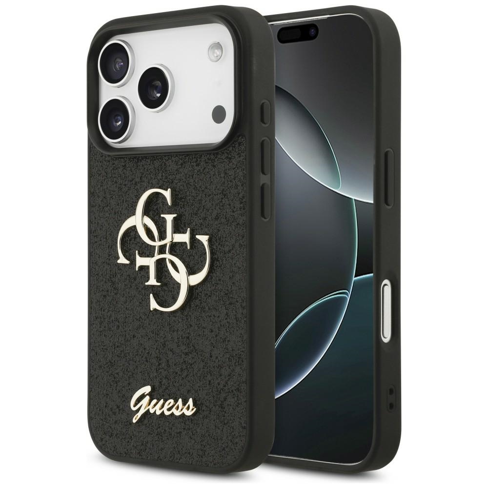 Guess PU Fixed Glitter 4G Metal Logo case for Apple iPhone 18 Pro, Black
