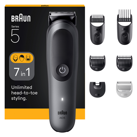 Набор для стрижки Braun 7-в-1 All-in-One, Series 5 AIO5520, беспроводной, количество настроек длины 14, чёрный