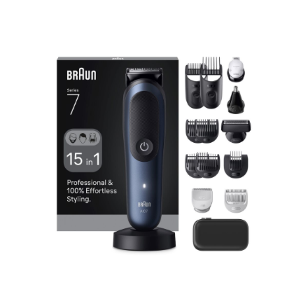 Braun Триммер для волос All-in-One Series 7 AIO7580 Беспроводной Для влажного и сухого использования Количество настроек длины 14 Синий/Чёрный