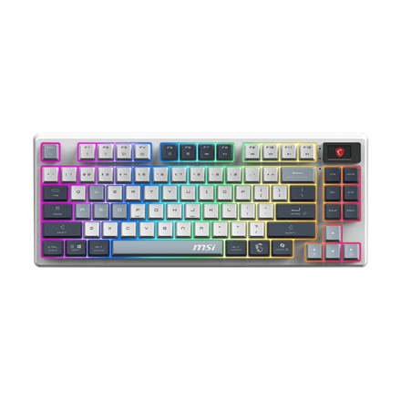 MSI FORGE GK600 TKL WIRELESS SKY žaidimų klaviatūra, belaidė, Bluetooth, US, mechaninė, linijinė