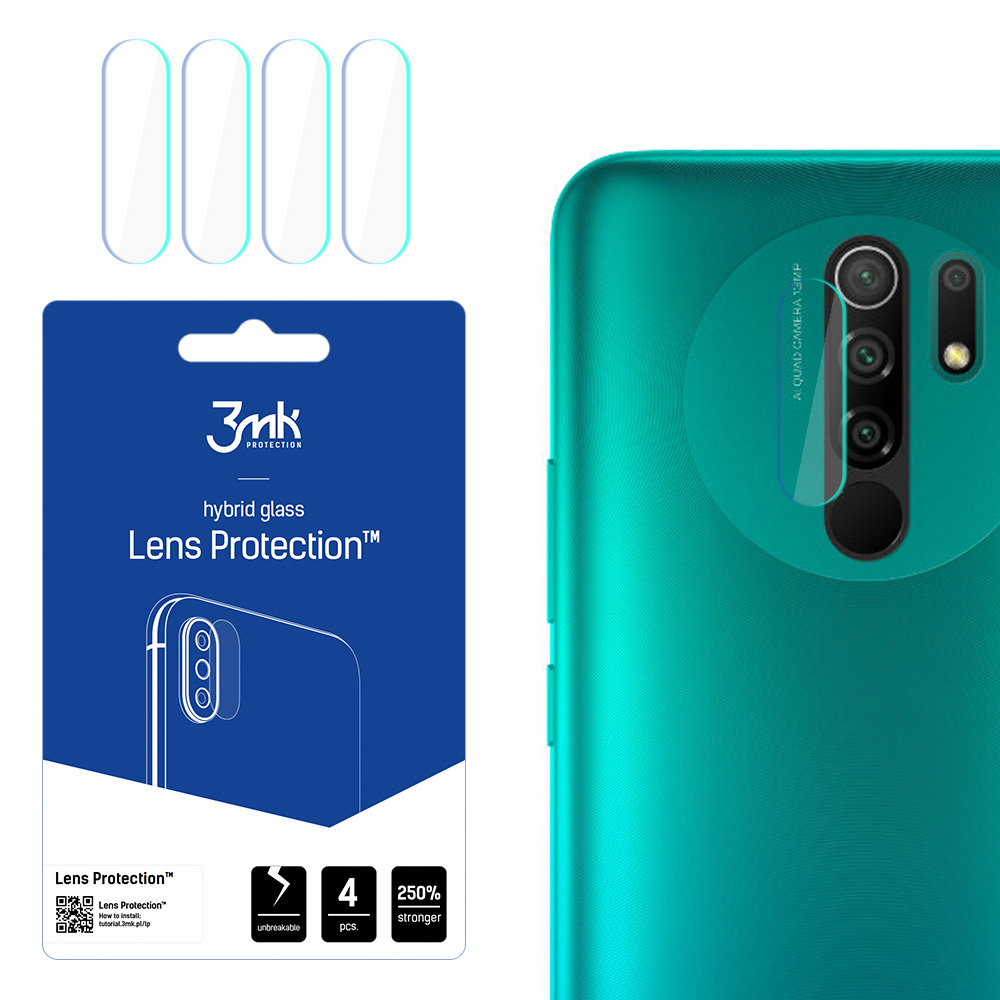 Hibridinis stiklas 3MK Hibridinis stiklas kameros XIAOMI REDMI 9 skirtas kamerai 4 vnt.