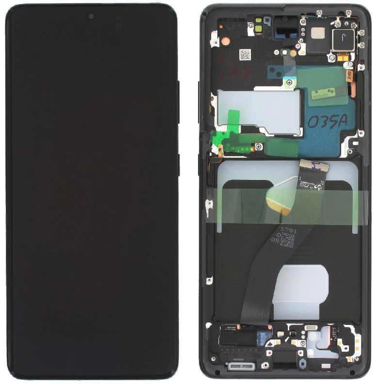 Ekranas Samsung G998 S21 Ultra su lietimui jautriu stikliuku ir rėmeliu Phantom Black originalus (service pack)