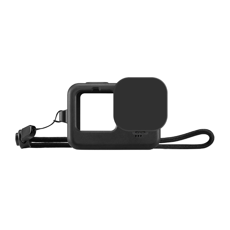 Puluz silikoninis dėklas GoPro HERO12, HERO11, HERO10 ir HERO9 Black su objektyvo dangteliu ir dirželiu (juodas)