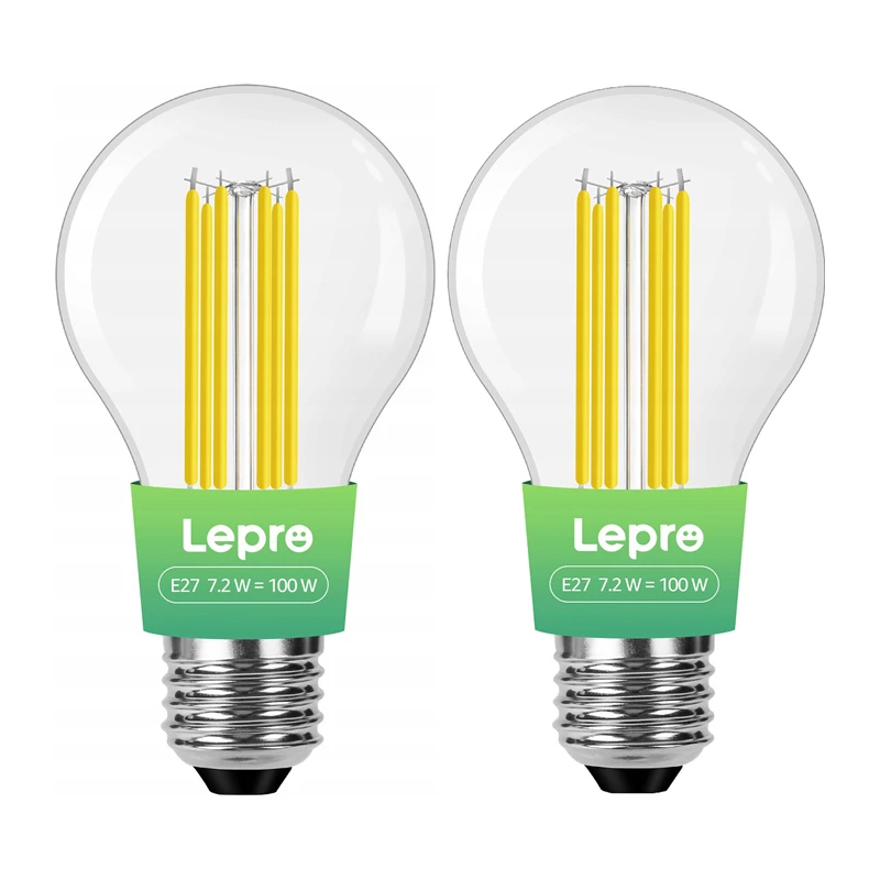 LEPRO 100094-WW-EU-2 E27 филаментная LED-лампа, 7.2W (100W), 1521 lm, 2700K, класс энергоэффективности A, упаковка 2 шт