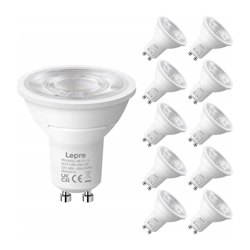 LEPRO 200082-DW-EU-10 GU10 LED-лампа, 3.6W, 345 lm, 6500K, 38°, класс энергоэффективности E, 10 шт