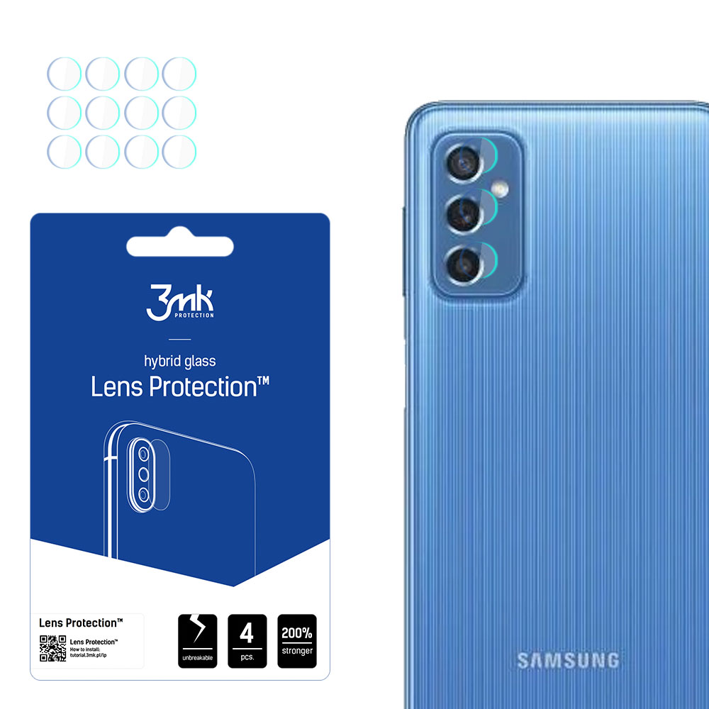 hibridinis stiklas 3MK FLEXIBLE GLASS LENS SAMSUNG GALAXY M52 kamerai 4 vnt..