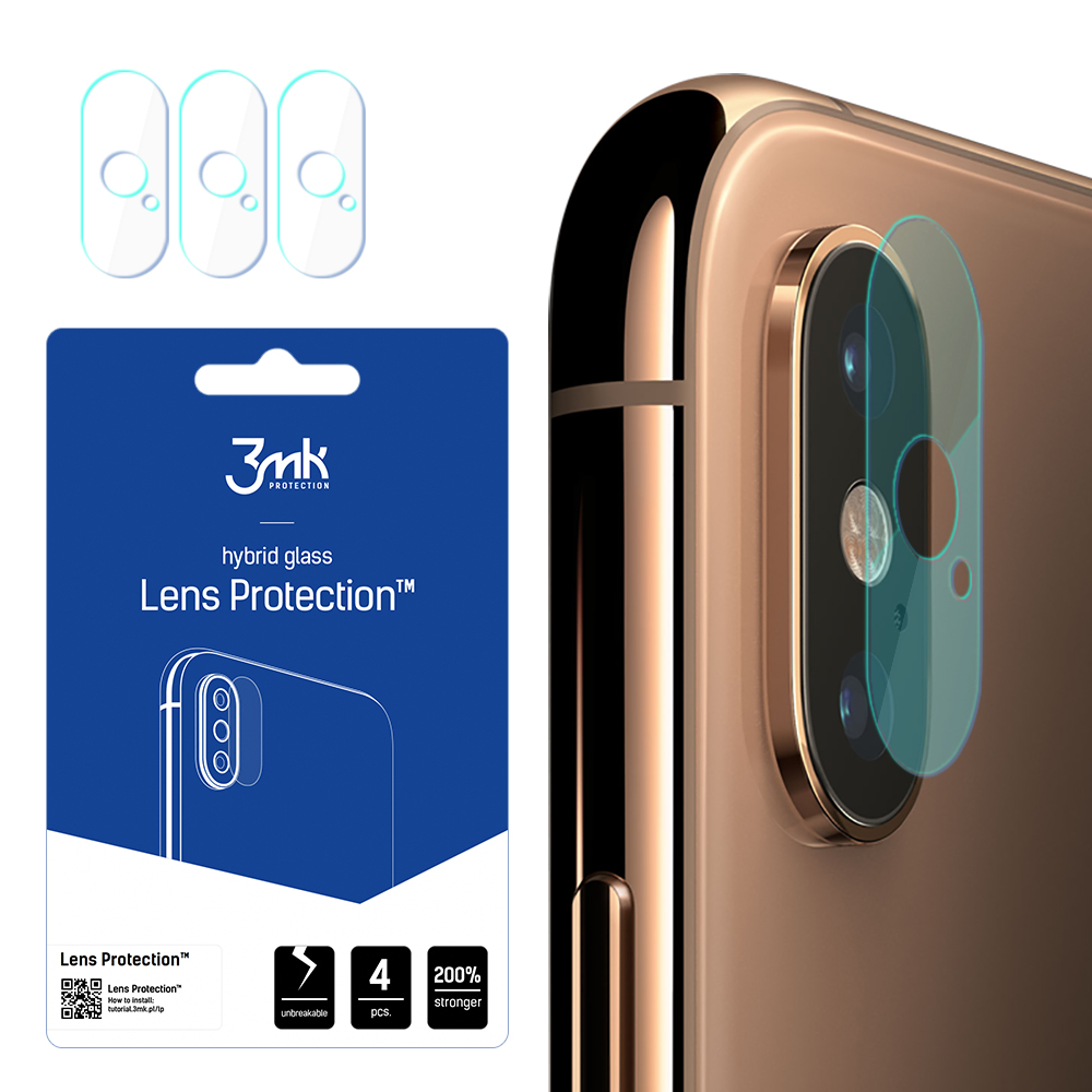 Гибридное стекло 3MK Flexible Glass Lens iPhone XS Max для камеры 4 шт.