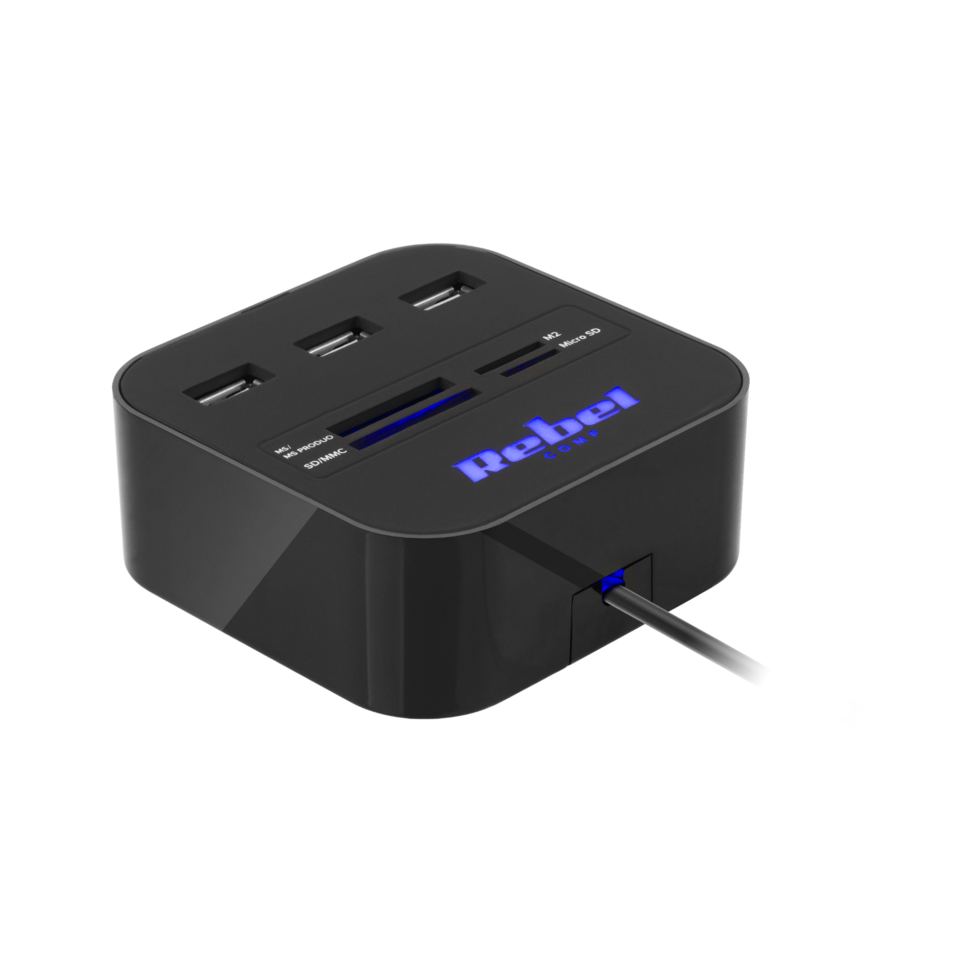 3-портовый USB 2.0 концентратор с кардридером