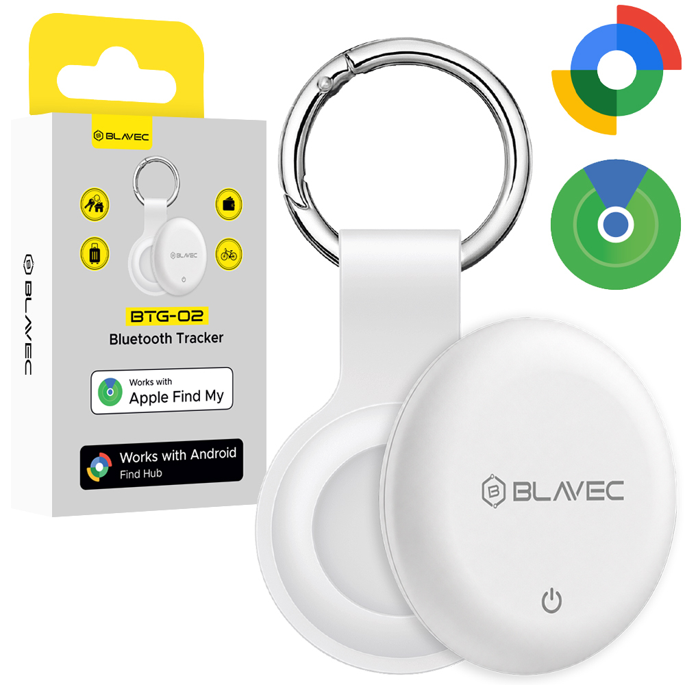 Белый Bluetooth-трекер Blavec BTG-02 с кольцом для ключей для устройств Apple и Android (BTBTG02-KW)
