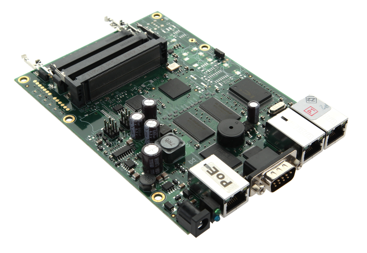 RouterBOARD RB433, процессор 300 МГц, 64 МБ RAM, 3× LAN, 3× mPCI, RouterOS L4