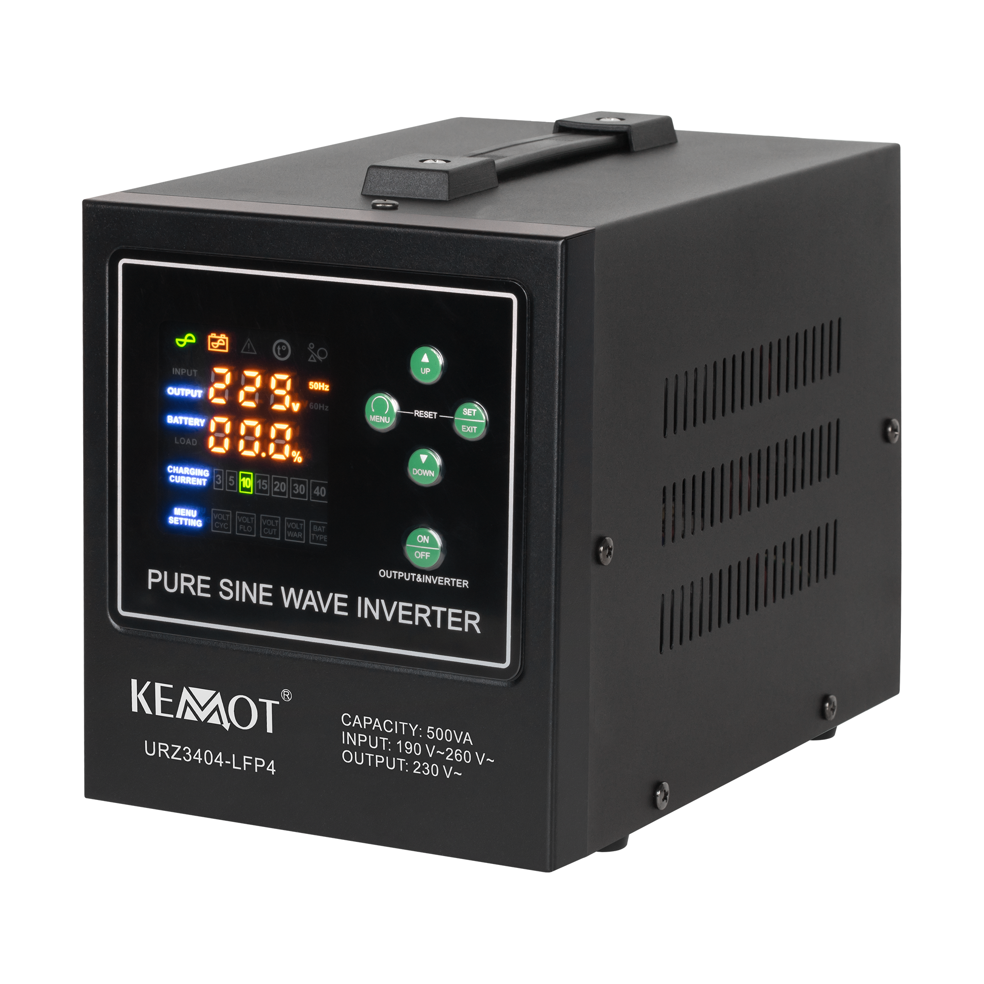 KEMOT PROsinus-500-LFP4 backup power supply, pure sine wave inverter with charging, 12 V / 230 V, 500 VA / 300 W