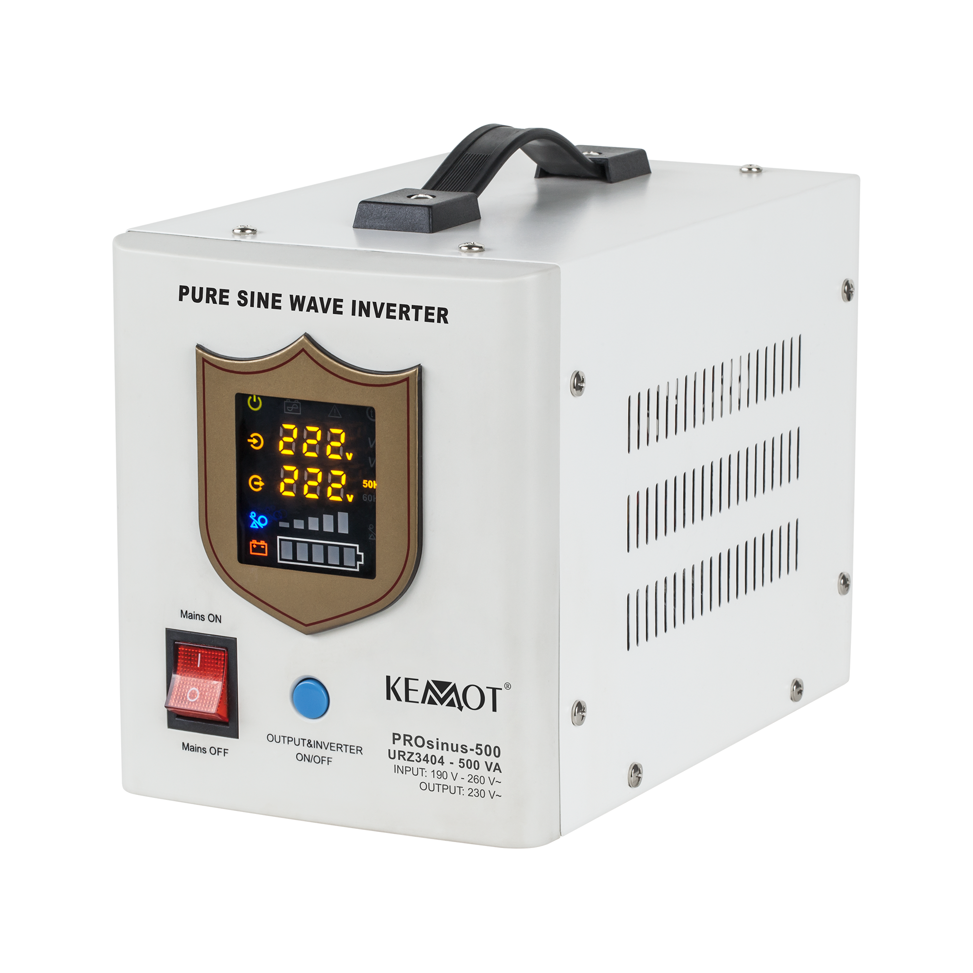 KEMOT PROsinus-500 pure sine wave UPS inverter with charging function, 12 V/230 V, 500 VA/300 W