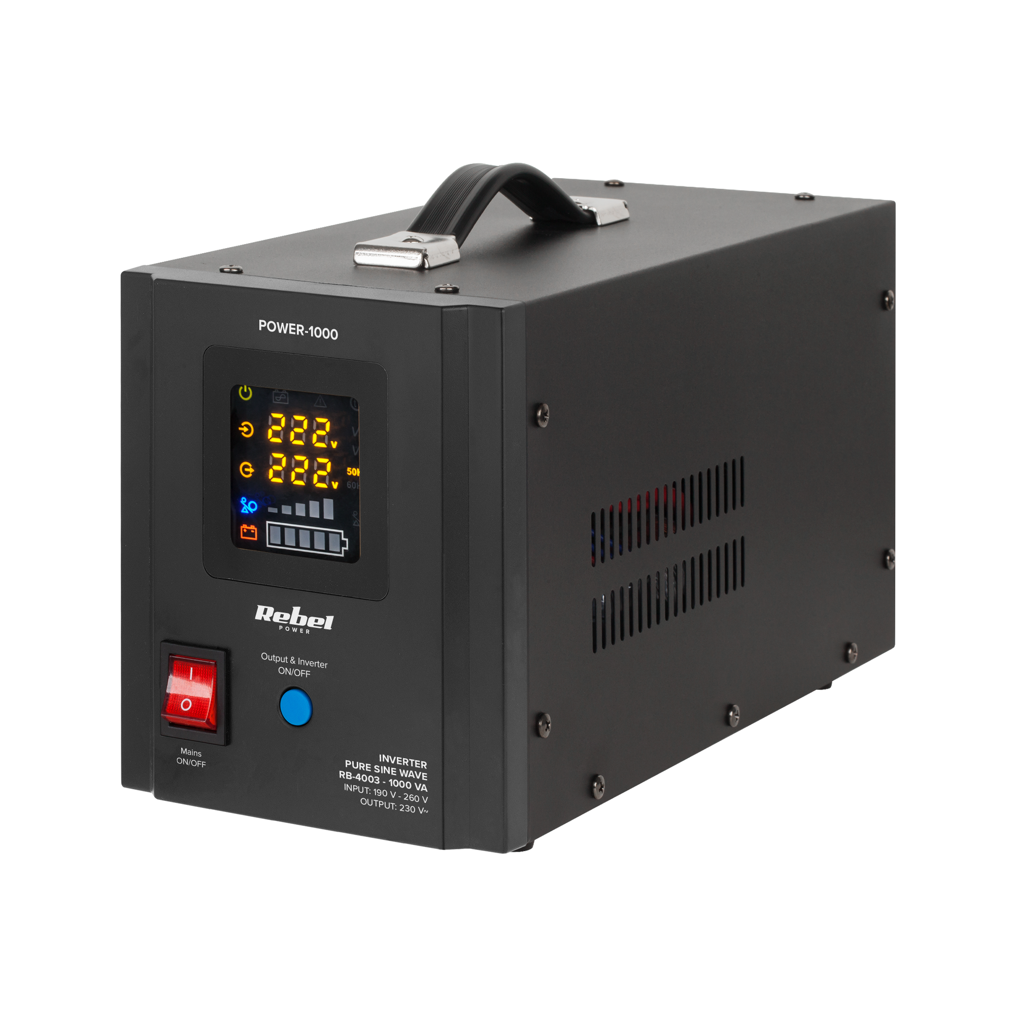 Rebel POWER-1000 emergency power supply, pure sine wave inverter with charging, 12 V / 230 V, 1000 VA / 700 W