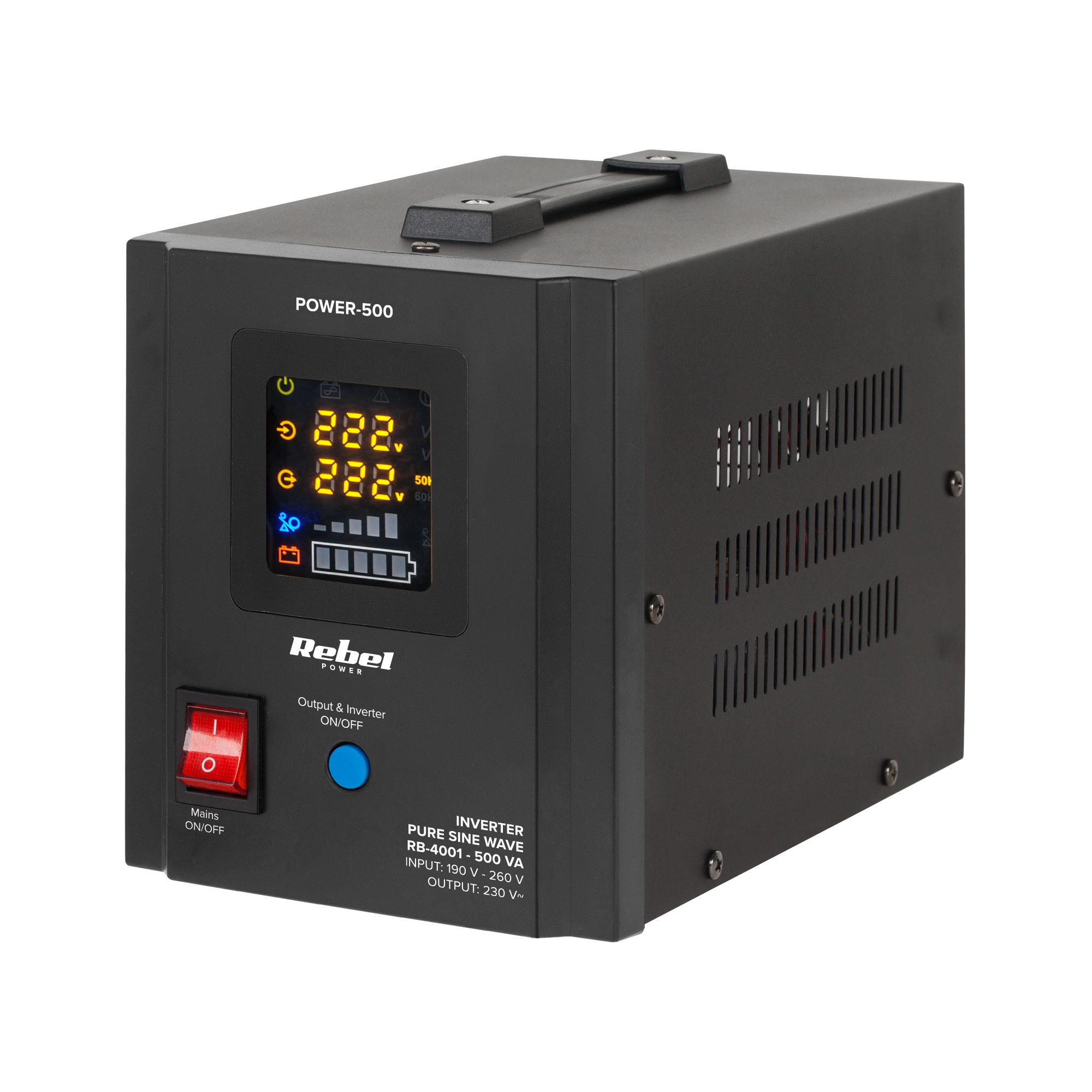 Rebel POWER-500 emergency power supply, pure sine wave inverter with charging, 12 V / 230 V, 500 VA / 300 W
