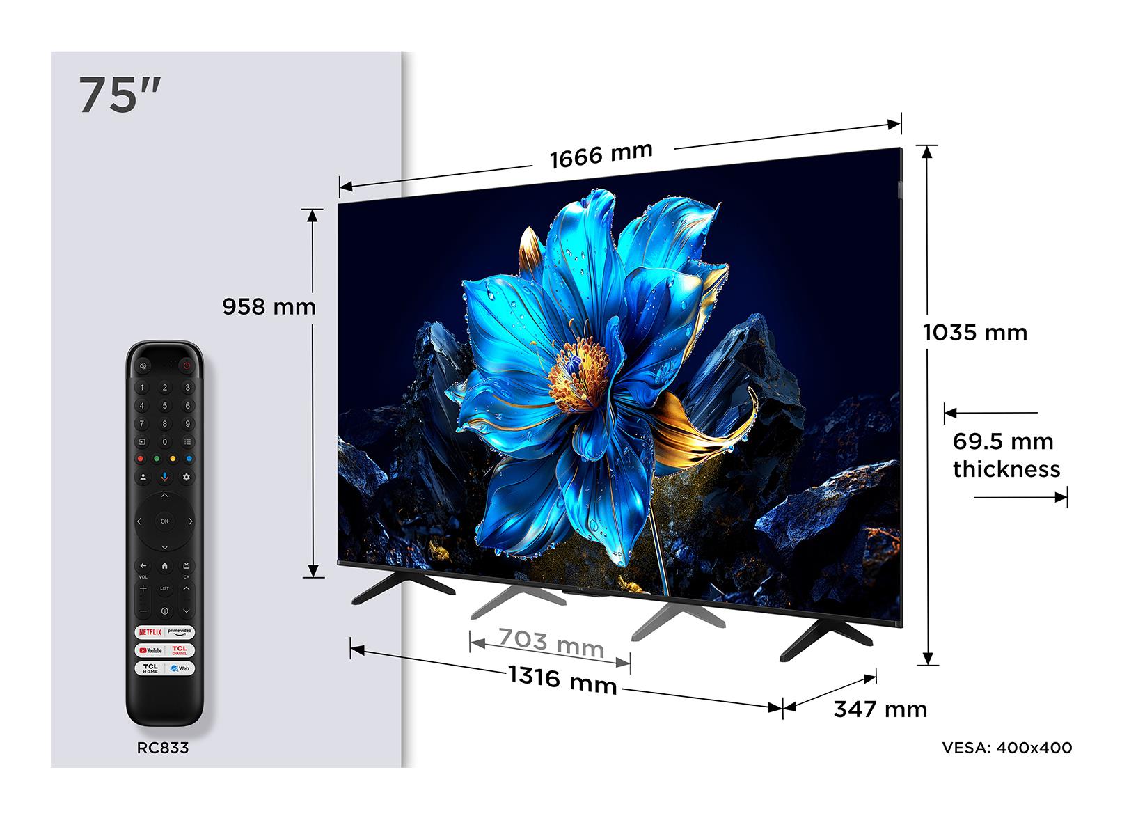 TCL 75 " 4K Ultra HD 3840 x 2160 pixels Flat 16:9 QLED 75P7K (TV Set)
